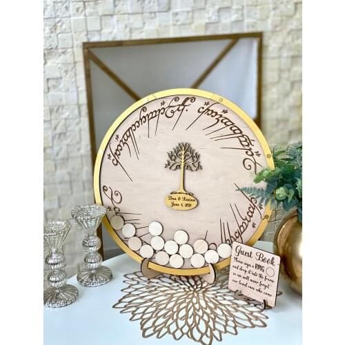 Unique Round Tree Alternative Wedding Name Sign Guest Book Acrylic And Circle Wood Decoration Memory
