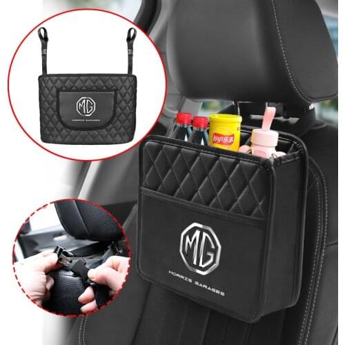 1Pcs Waterproof Leather Car Seat Back Organizer Storage Bag For MG Morris Garages 5 6 7 HS ZS GS TF GT ZR RX5 RX8 350 550 Hector