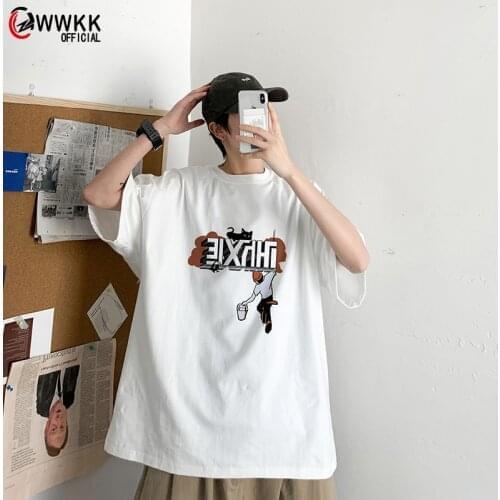 WWKK 2021 Harajuku Graphic T Shirts Women And Men Cute Cartoon Printed White T-Shirt Oversize Plus Size S-5XL Summer Top T Shirt
