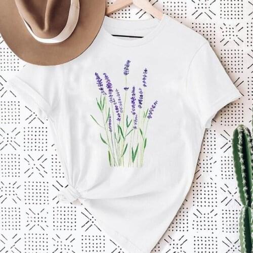 Women Flower Floral Beach Travel Cute 90s Short Sleeve Graphic Summer Fashion Print Female Clothes Tops Tees Tshirt T-Shirt