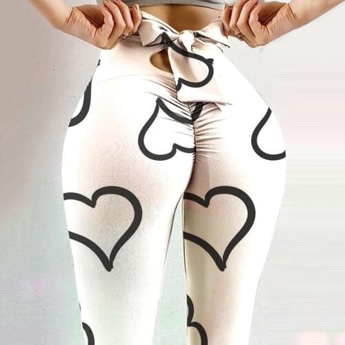 Bow Leggings Women Striped Printing Push Up High Waist Stretch Hip Lift Fitness Leggings Sports Workout Pants Gym Leggins