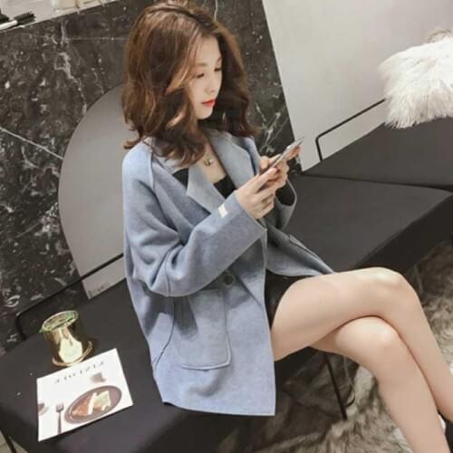Mujer Abrigos 2020 Womens Korean Gold Velvet Pink Woolen Coat Women Loose Temperament Casual Wool Coat Female Elegant Coat Q128