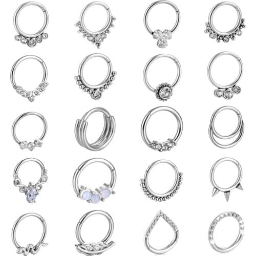 1Piece Stainless Steel Heart Clip On Nose Ring Crystal Septum Ring Clicker Nose Piercing Clip On Cross Nose Clip Jewelry