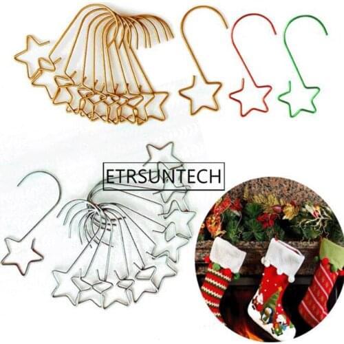 100sets Christmas Tree Star Hooks Ornament For Christmas Tree Decoration Pendants Doll Gift Hanging Hooks