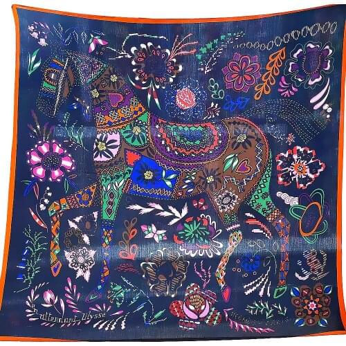 130cm Keep Warm in Winter Women Horses decoration fashion big scarf shawl Scarves Square Scarf Luxury Kerchief Shawl Pashmina