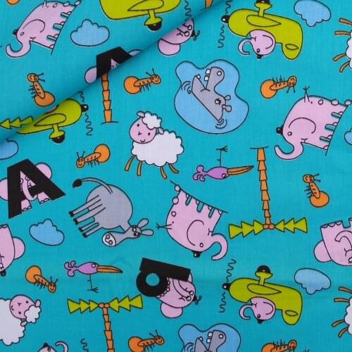 160cmx100cm Cotton Twill Fabric for bedding,cloth, shirt, Skirt - Cartoon,Animal, Elephant,Sheep,Donkey