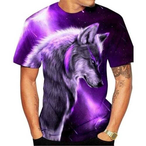 2021 New Men 3D Printed T-shirt Punk Wolf Head Graphic Short Sleeve Tees Summer Casual Round Neck Sport Tees Youth T-shirts
