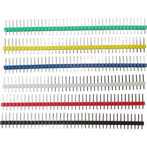 30Pcs 40 Pin 1x40 Single Row Colorful Male 2.54mm Breakable Pin Header Connector JST Strip PCB Board Connector