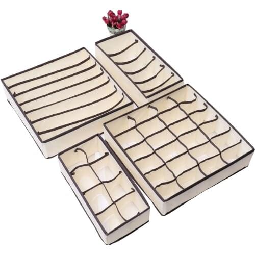 4SETS / LOT Closet Organizer Socks Underwear Separate Organizer Foldable PP Board Nonwoven Drawer Organizer Box 4PCS / SET