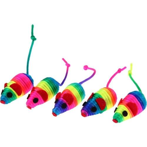 5pcs Colorful False Mouse Pet Cat Toys Squeaker Sound Toy Mini Playing Toy Funny Cats Playing Toys For Cat Kitten Pet Products