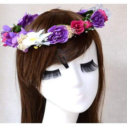 Free Shipping Flower Garland Floral Bridal Crown Headwear Headband Garland Holiday Wedding Bridal Hairband Women Jewelry FC006