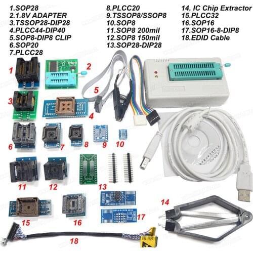 BIOS USB Programmer TL866A with 18 Universal Adapter Extractor Clip
