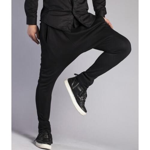 Hiphop pants mens clothing spring and summer harem pants men feet pants slim plus size big crotch pants black casual novelty