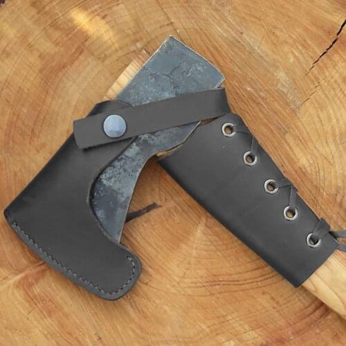 Hatchet Axe Cover Sheath Medieval Ax Head Blade Protector Leather Handle Case Nordic Varangian Hunting Gear Norse Viking Weapon
