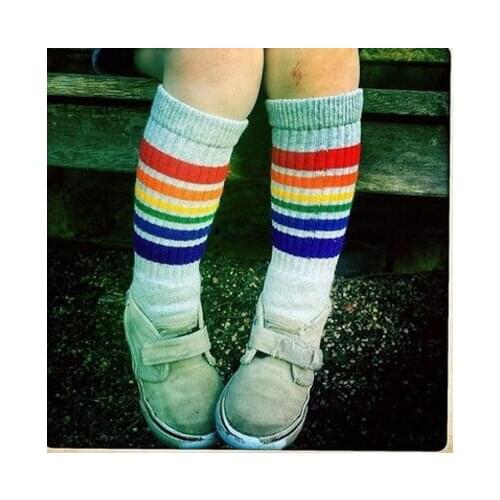 Unisex Baby cotton Socks Toddler boy/girls socks Kids Ins Rainbow Middle/Knee Socks 0-6y infantis Sock toddler Girls clothing