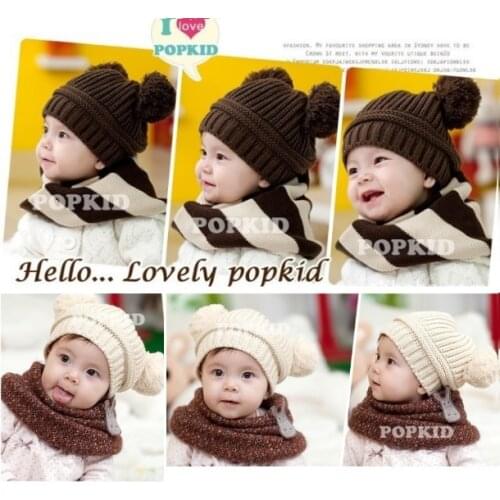 Hooyi Baby Beanies Crochet Handmade Ball Winter Hat Warm Girl Caps Skull Hat Hot Sale Bonnet Beanies