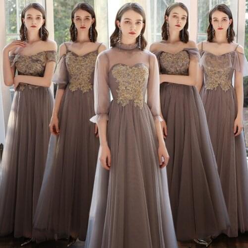 Bridesmaids Dresses Vintage Spaghetti Straps Beading Sequined Embroidery V-Neck A-Line Tulle Lace Women Wedding Party Gown E416