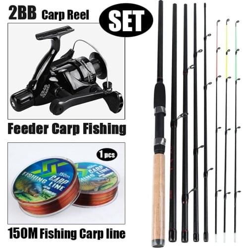 Sougayilang Carp Fishing Rod Reel Set 3M Spinning Fishing Feeder Rod and 2BB Carp Fishing Reels Rod 150m Line Fishing Combo