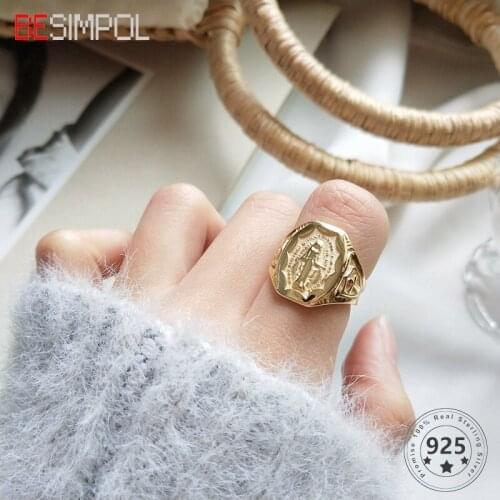 High Quality 925 Sterling Silver Maria Rings Simple Fashion Vintage Design Wide Ring for Women Luxurious Fine Jewelry Gift