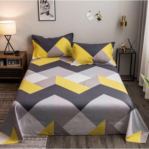 3Pcs Bedding Sheets (1pc Bedsheet + 2pcs Pillowcases) Polyester Cotton Flat Sheet Bed Linens Childs Adult Kids Bed Cover Sets