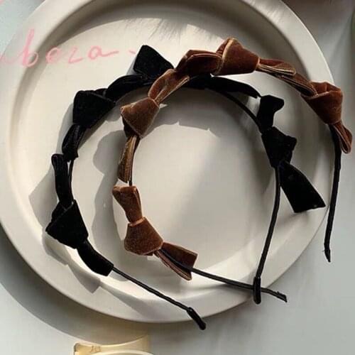 Korean Velvet Small Bow Bezel Headwear Women Headband Girls Kwali Hair Bands Wide Hairband Hoop For Party Hair Accessories