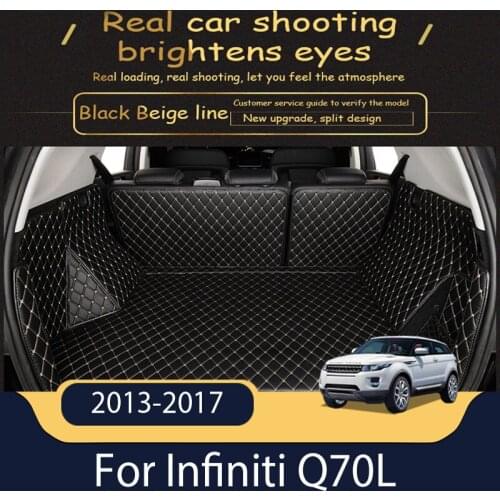 Custom Leather Car Trunk Mats For Infiniti Q70L 2013-2017 Non-Hybrid Rear Trunk Floor Mat Tray Carpet Mud