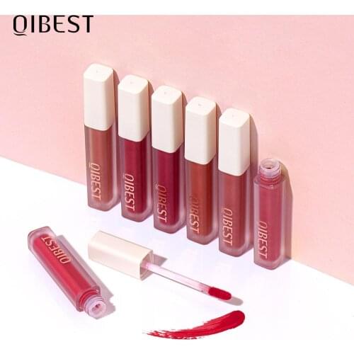 QIBEST 12 Colors Matte Lip Gloss Waterproof Liquid Lipstick Velvet Nude Lipgloss Long-lasting Smooth Lip Tint Makeup For Women
