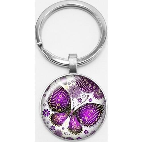 Fashion Charm Colorful Color Butterfly Time Glass Gem Keychain Car Keychain Hanging Buckle Jewelry Wholesale