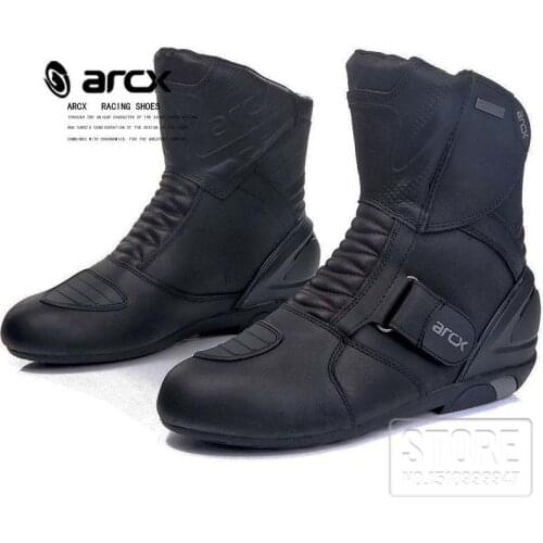 ARCX Mens Motorcycle Boots Genuine Cow Leather Waterproof Street Moto Racing Boots Motorcross Boots Motorbike Boots