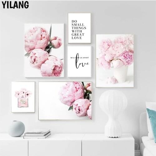 Pink Flower Bud Poster Wall Art Canvas Painting Quote Plant Print Nordic Fashion Modern Home Decor Picture For Dormitory Design