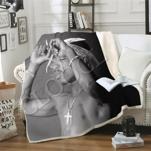 CLOOCL Rapper Amaru Shakur 2pac Tupac Blankets 3D Print Double Layer Sherpa Blanket on Bed Home Textiles Dreamlike Style