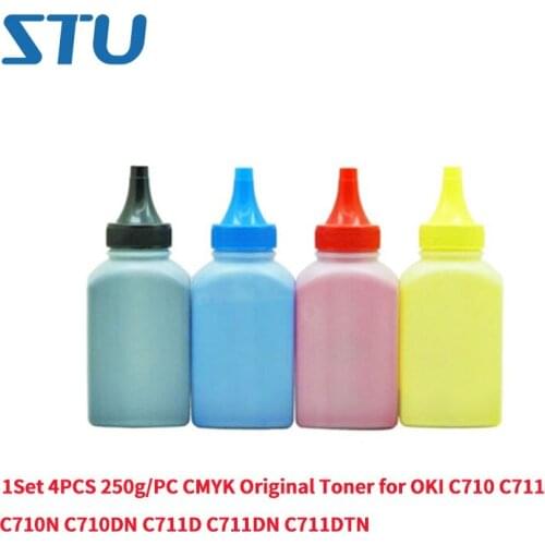 1Set 4PCS 250g/PC CMYK Original Toner for OKI C710 C711 C710N C710DN C711D C711DN C711DTN