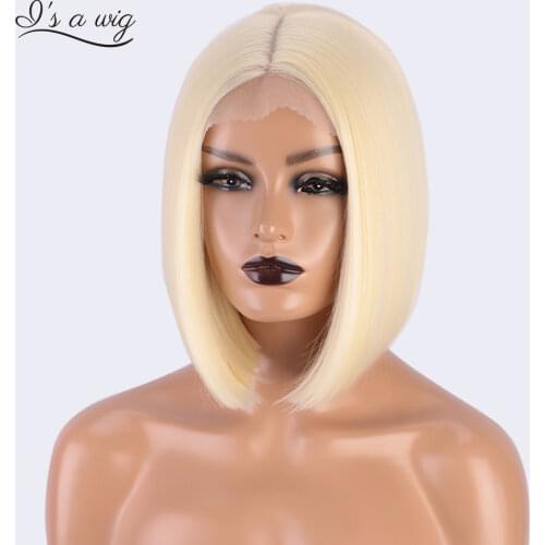 Is a wig Short Blonde Bob Wigs Synthetic Straight Wigs for Black White Women 613 60 Black Daliy Use Natural Looking Hairs