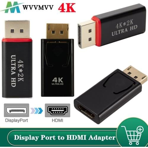 Display Port to HDMI Adapter 4K Male DP to HDMI Female Video Audio Converter for PC Laptop Projector DisplayPort to HDMI