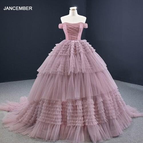 RSM67120 Pink Transparent Lace Tiered Evening Party Activity Skirt Tube Top Backless Ruffled Evening Dress