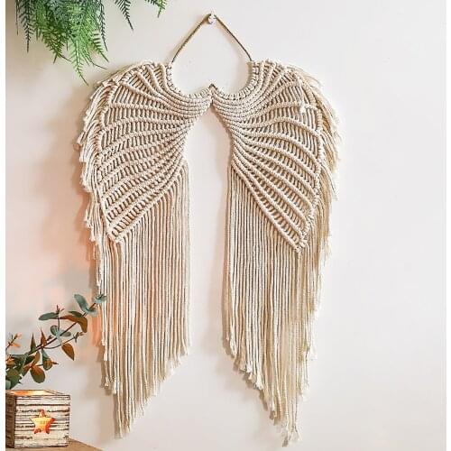 Hand-woven Pendant Macrame Wall Hanging Angel Wings Woven Tapestry Crafts Room Decoration Gorgeous Tapestry For Home Decor