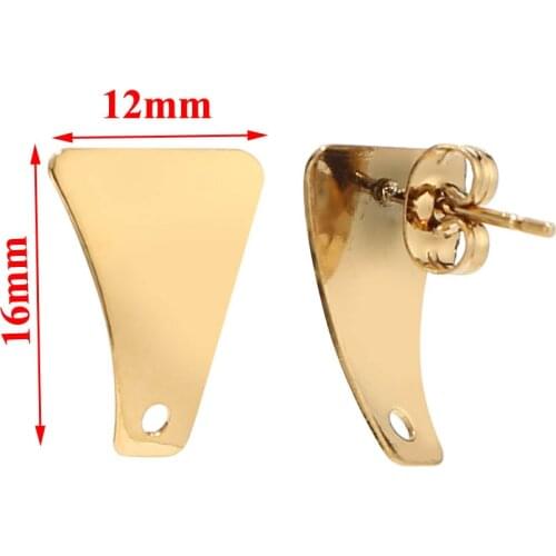 New Silver/gold tone stainless steel trapezoid Stud Earrings Post Findings 16mm