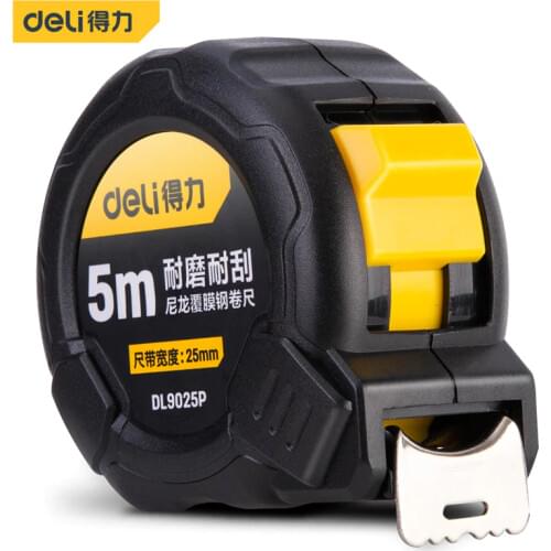 Deli Nylon Coated Steel Tape Accurate Auto Lock Gauging Tool Retractable Ruler Tape Measure Sewing Pull Steel Tailor Flexible