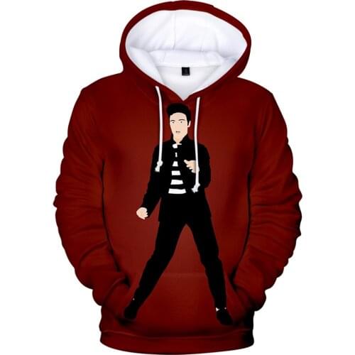 Elvis Presley new men and women 3D hoodie fashion orange casual Elvis Presley Harajuku 3DHooded autumn and winter pullover
