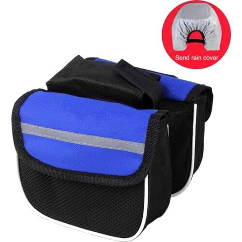 Bike Phone Front Frame Bag Waterproof Scratch Proof Reflective Trim with Top Tube Phone Case,2 Storage Pockets for Bicycle Bike