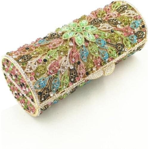 Golden Stones Women Evening Clutch Bags Brand Hollow Out Diamond Crystal Bridal Wedding Handbags Metal Clutches Shoulder Purse