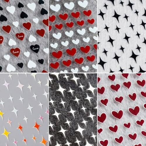 1 Pc 3D Embossed Love Four Pointed Star Nail Sticker Cute Japanese Nail Art Water Slide Nail Decals Decoration Manicure MJ23