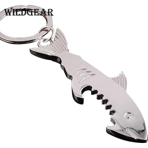 1pc Portable Cute Shark Shaped Bottle Cap Opener Keychain silver metal Keychain Ring Key Holder Beer Bottle Opener Creative Gift