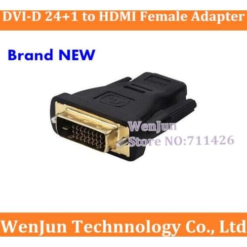 100pcs/lot NEW DVI -D 24+1 PIN TO HDMI FEMALE 19PIN adapter gold plate dvi to hdmi adapter