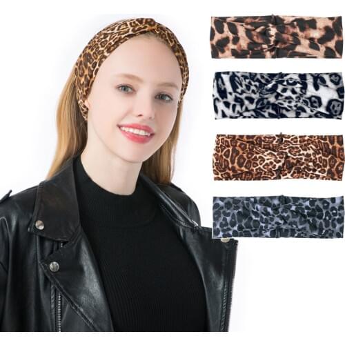 50pcs/lot DIY Simple Multi Leopard Knitting Thicken Head Bands Retro Cross HeadBands Hair Styling Tools Accessory HA1003