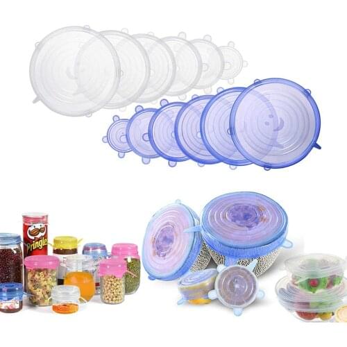 6 Pack Reusable Silicone Stretch Lids Bowl Covers for Fresh Food Durable and Stretchable Food Covers Keeping Food Fresh
