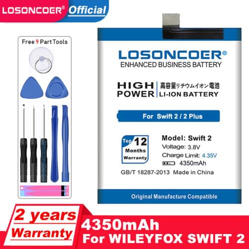 LOSONCOER Swift 2 4350mAh Battery For Wileyfox Swift 2 /2 Plus High Quality Mobile Phone Battery SWB0116