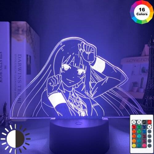 Anime LED Light Yumeko Jabami From Kakegurui Compulsive Gambler Gift for Bedroom Decor Nightlight Cute Japanese Waifu Manga Lamp