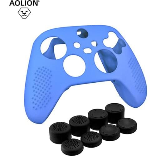 AOLION Anti-slip Protective Skin Silicone Gel Case with Joystick Thumb Stick Caps for XBOX Series X S Controller