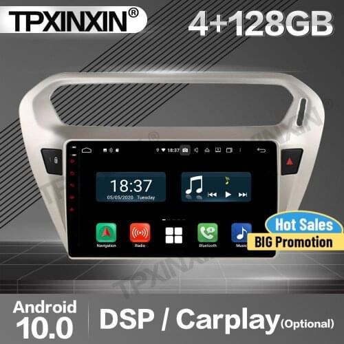 128G Carplay Car Radio 2 Din Stereo Receiver Android For Peugeot 301 C Elysee 2014-2016 2017 GPS Player Audio Recorder Head Unit